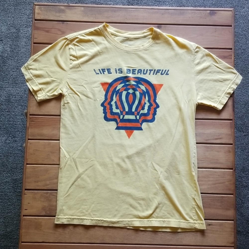 Life is Beautiful yellow festival t-shirt